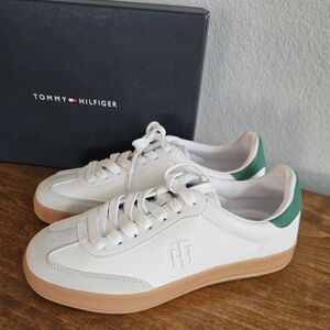 Tommy Hilfiger White and Green Womens Sneakers